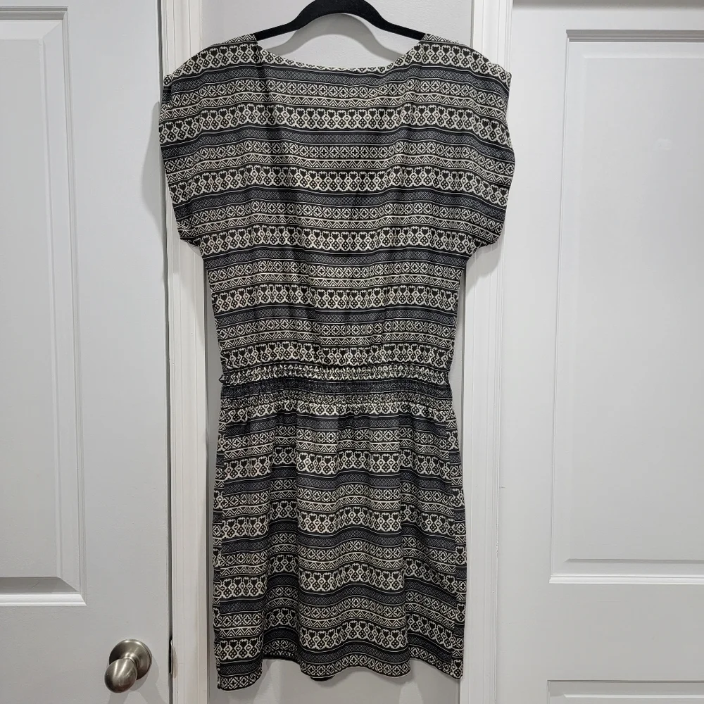 Allen B Pattern Shirt Dress with Smocked Waist - Picture 9 of 15